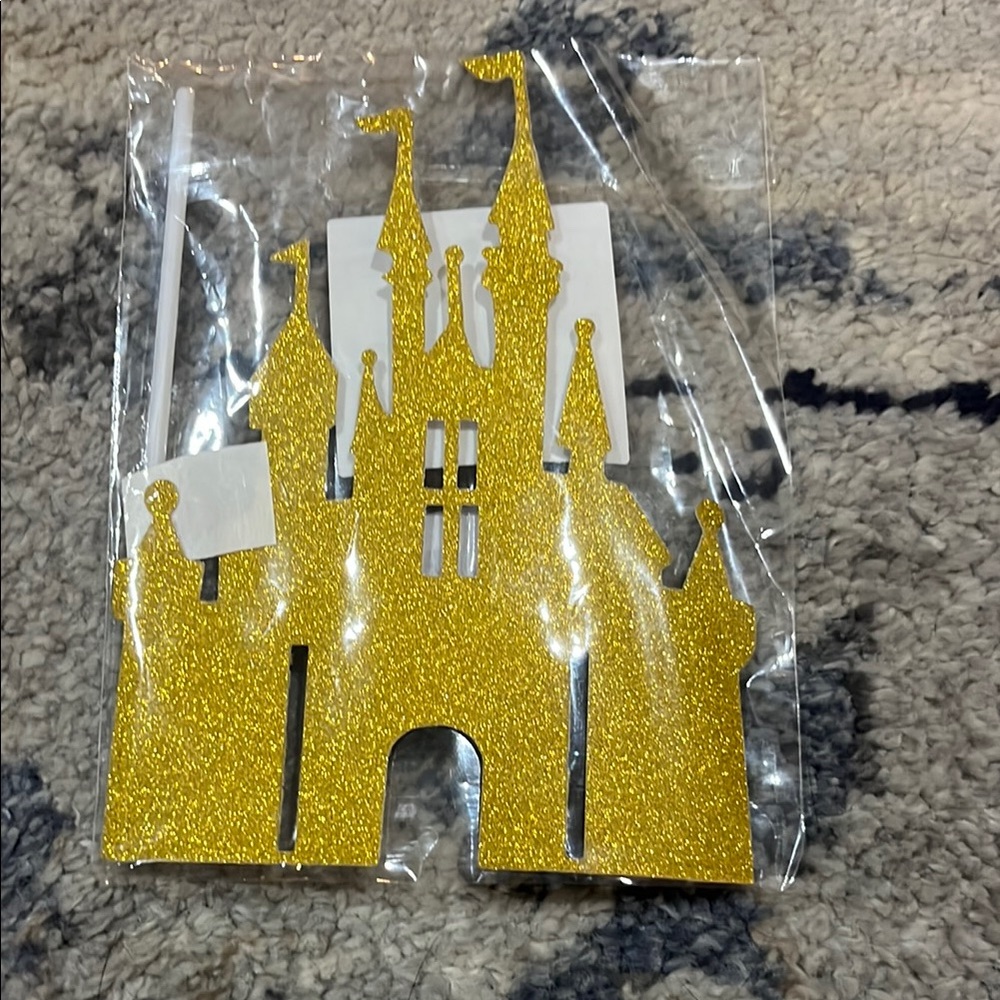 Gold Glitter Castle Cake Topper